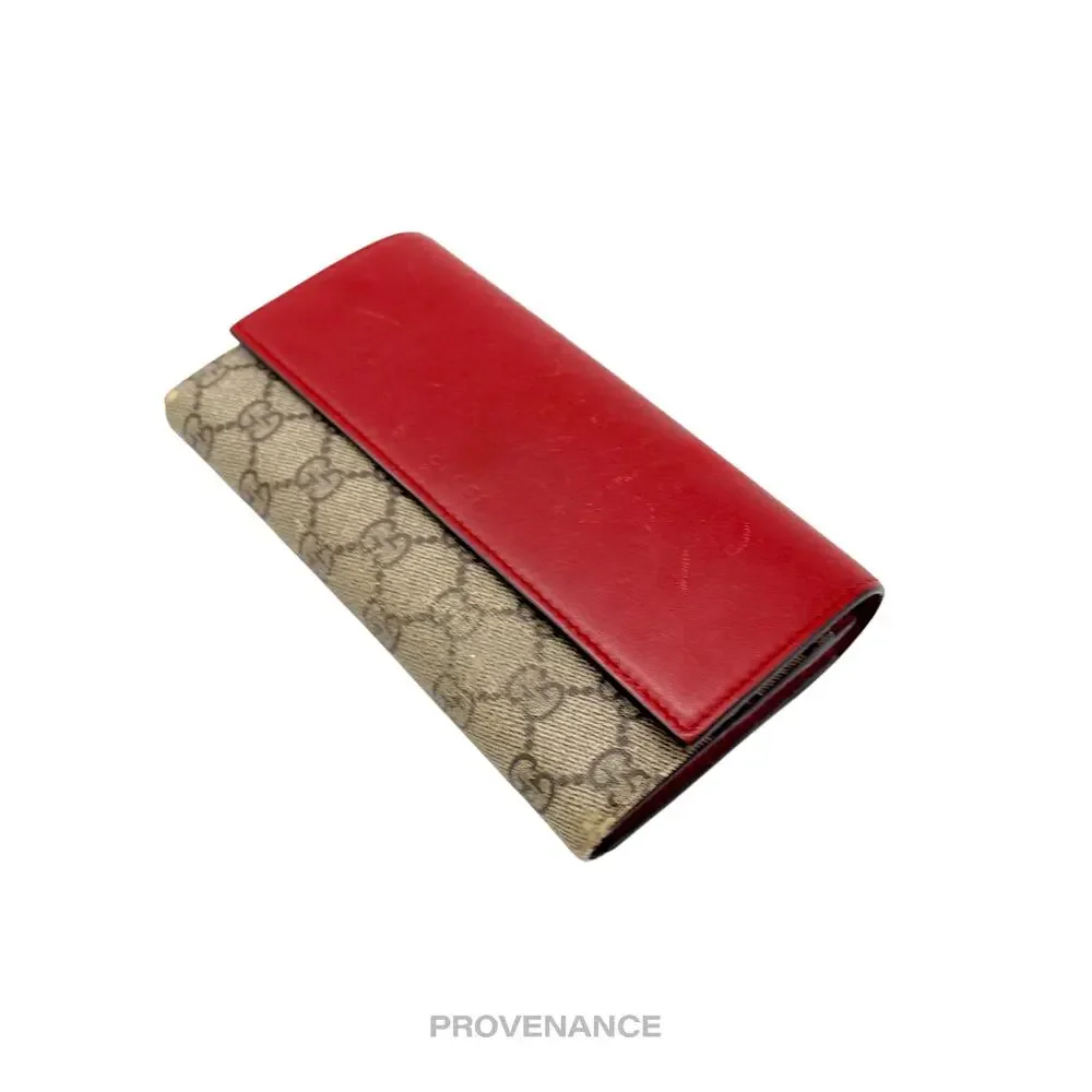 🔴 Gucci Snap Long Wallet - GG Supreme Red Pink - Picture 3 of 11